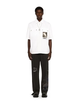 OFF WHITE Xerox Star Zip Bowling Shirt WHITE - BLACK OMGG01DF25FAB003