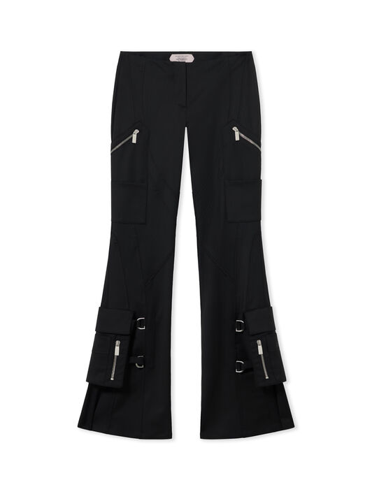 OFF WHITE Wool Pkt Belt Flare Pants Black-Black 2LH00268G