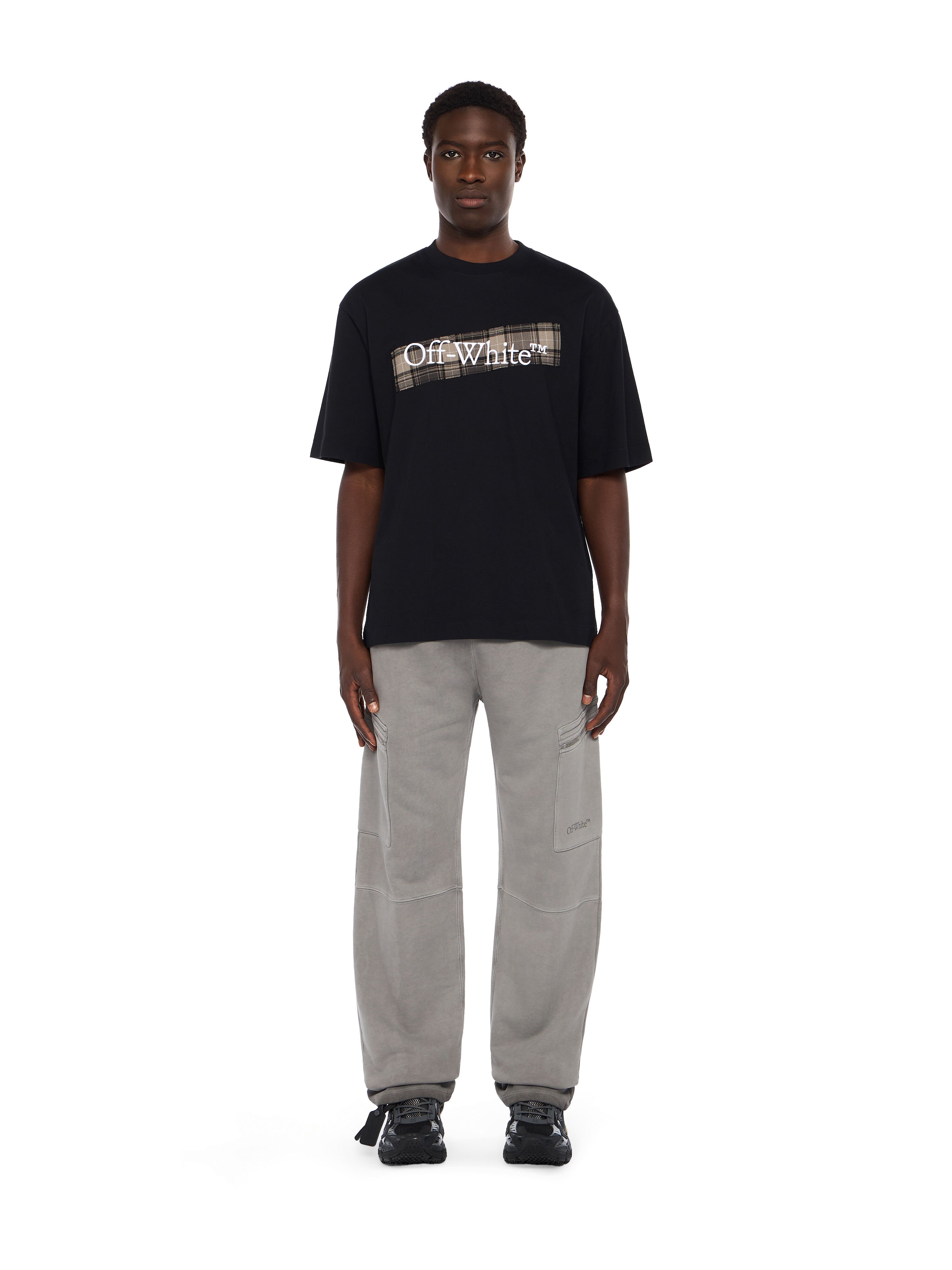 OFF WHITE Flannel Diagonal Skate Logo Tee BLACK - WHITE OMAA120F25JER00N