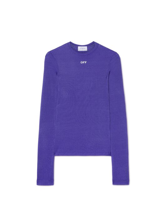 OFF WHITE Violet Ribbed Long-Sleeved Top PURPLE OWAD136S25JER001