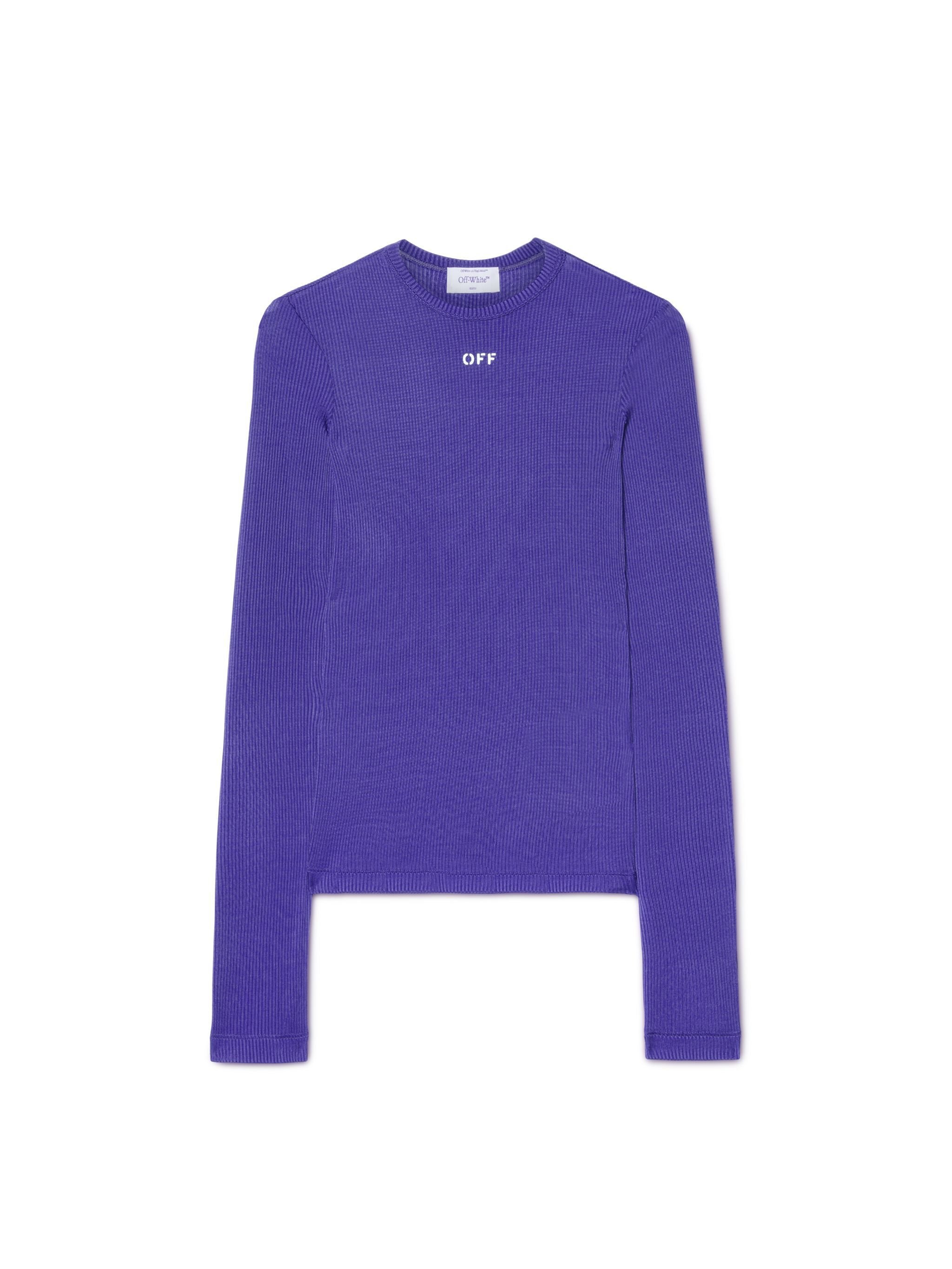 OFF WHITE Violet Ribbed Long-Sleeved Top PURPLE OWAD136S25JER001