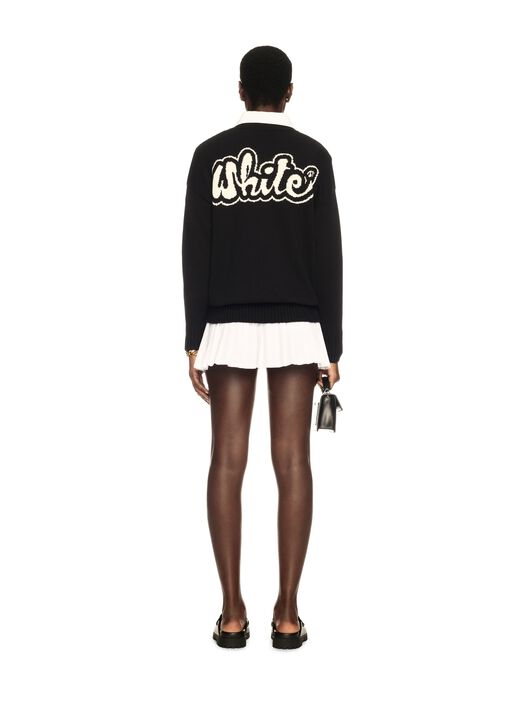 Black Cotton Cashmere Script Sweater OFF WHITE Black Cotton Cashmere Script Sweater BLACK OWHE109S25KNI001