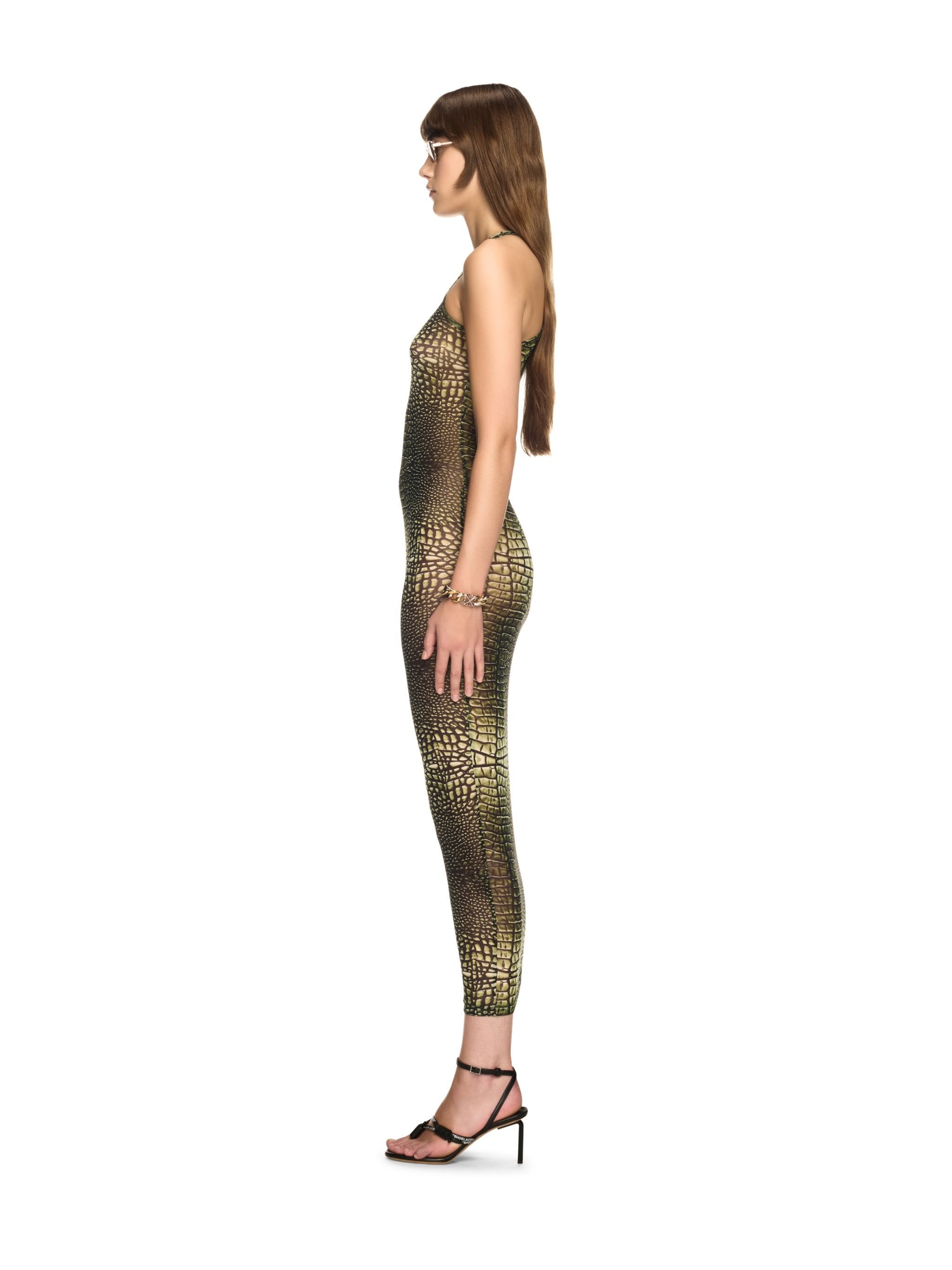OFF WHITE Green Crocodile Mesh Racer Dress GREEN OWDB54JS25JER001