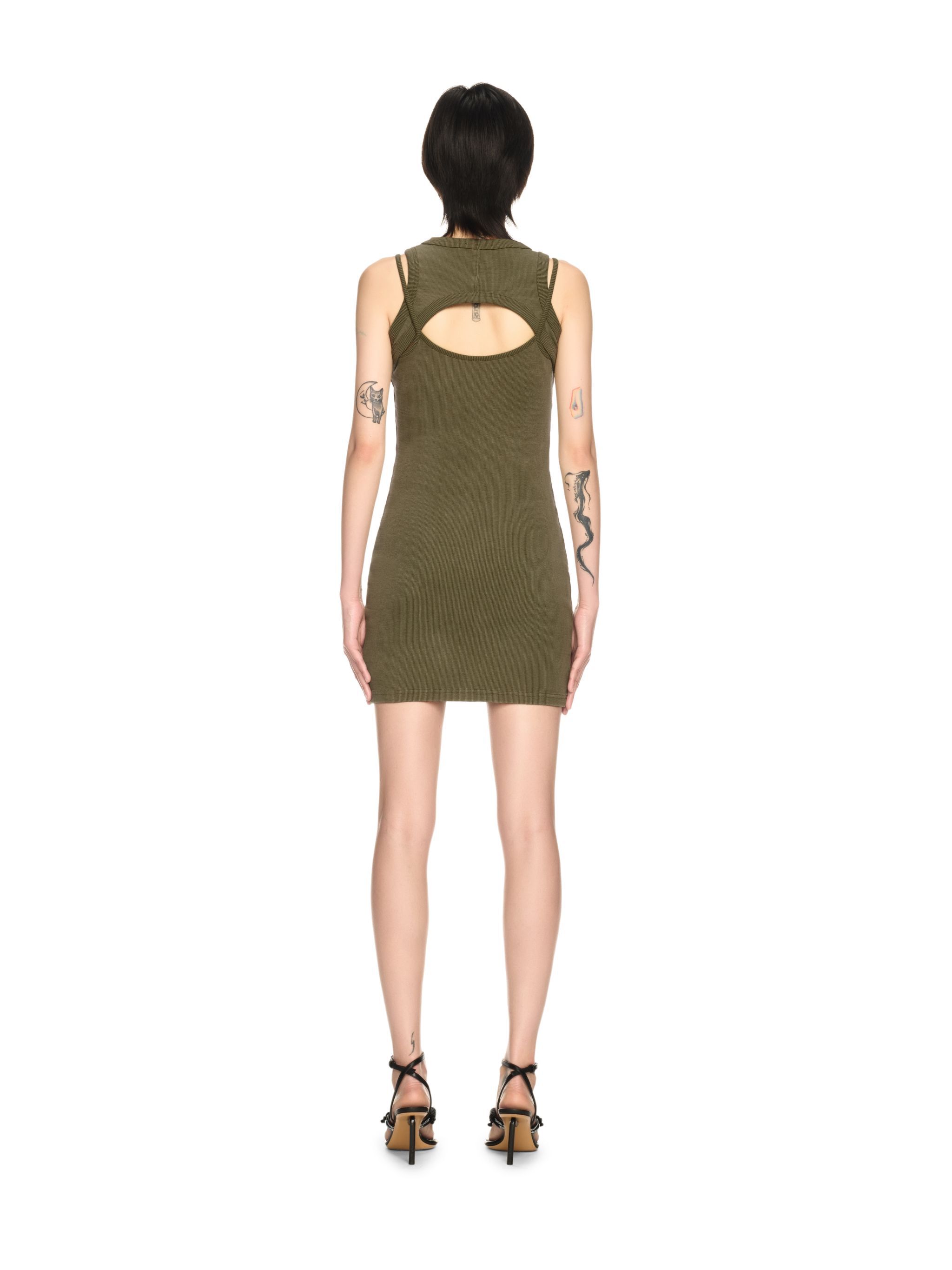 OFF WHITE Green Stamp Ribbed Cut-Out Dress GREEN OWDB496S25JER002