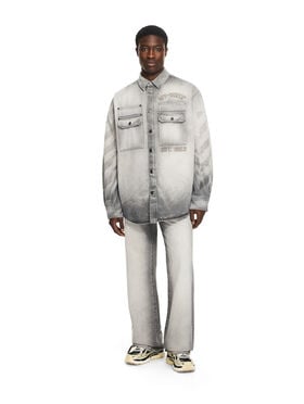 OFF WHITE Diagonal Embroidery Slim Relaxed Jeans SUN-FADED GREY 44XYA18JS26D003