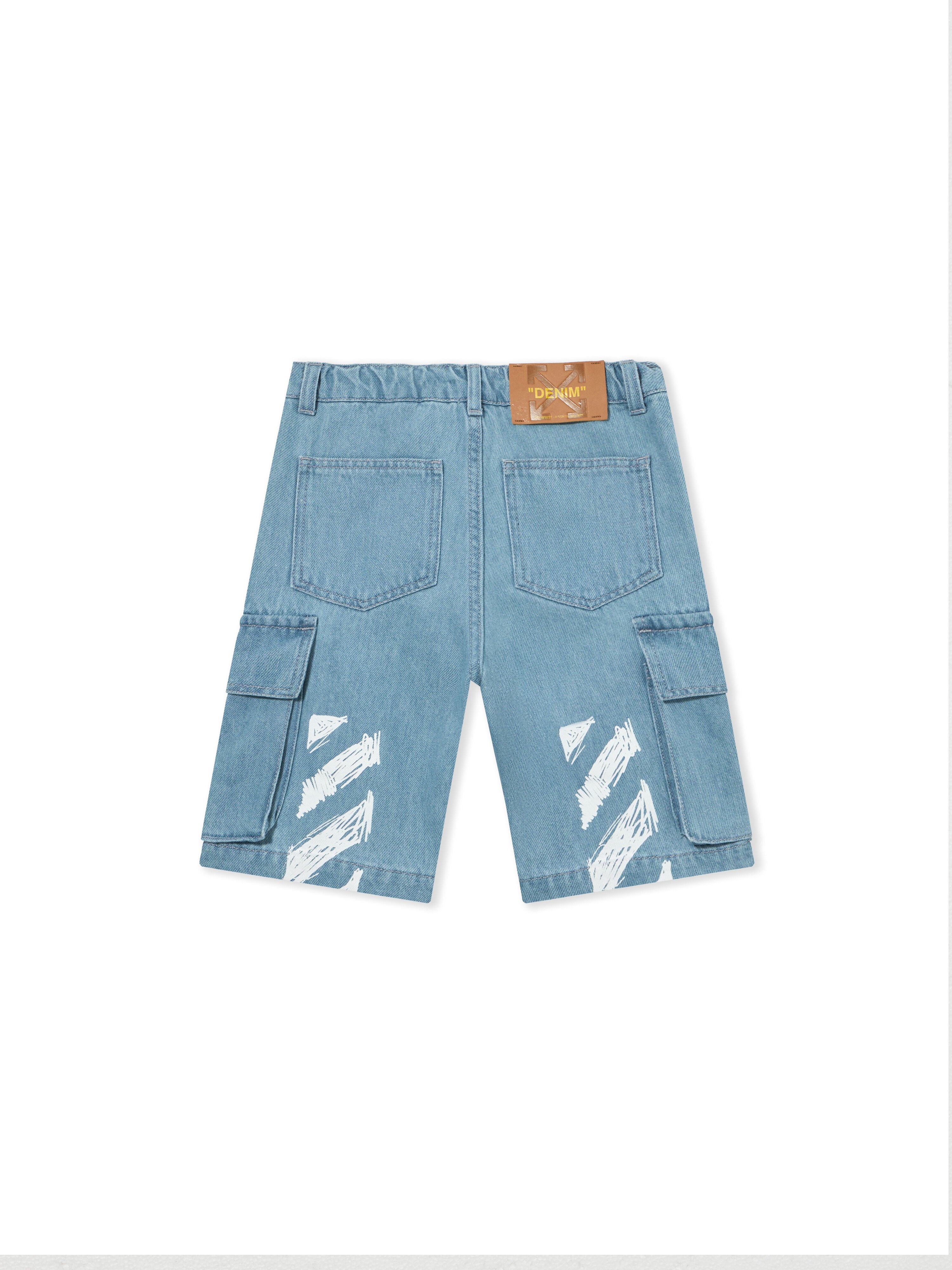 OFF WHITE Diag Sketch Denim Cargo Short MEDIUM BLUE 44BYC002S26D001