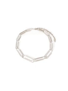 OFF WHITE Paperclip Chain Strass Necklace SILVER - SILVER OWOB148S26MET001