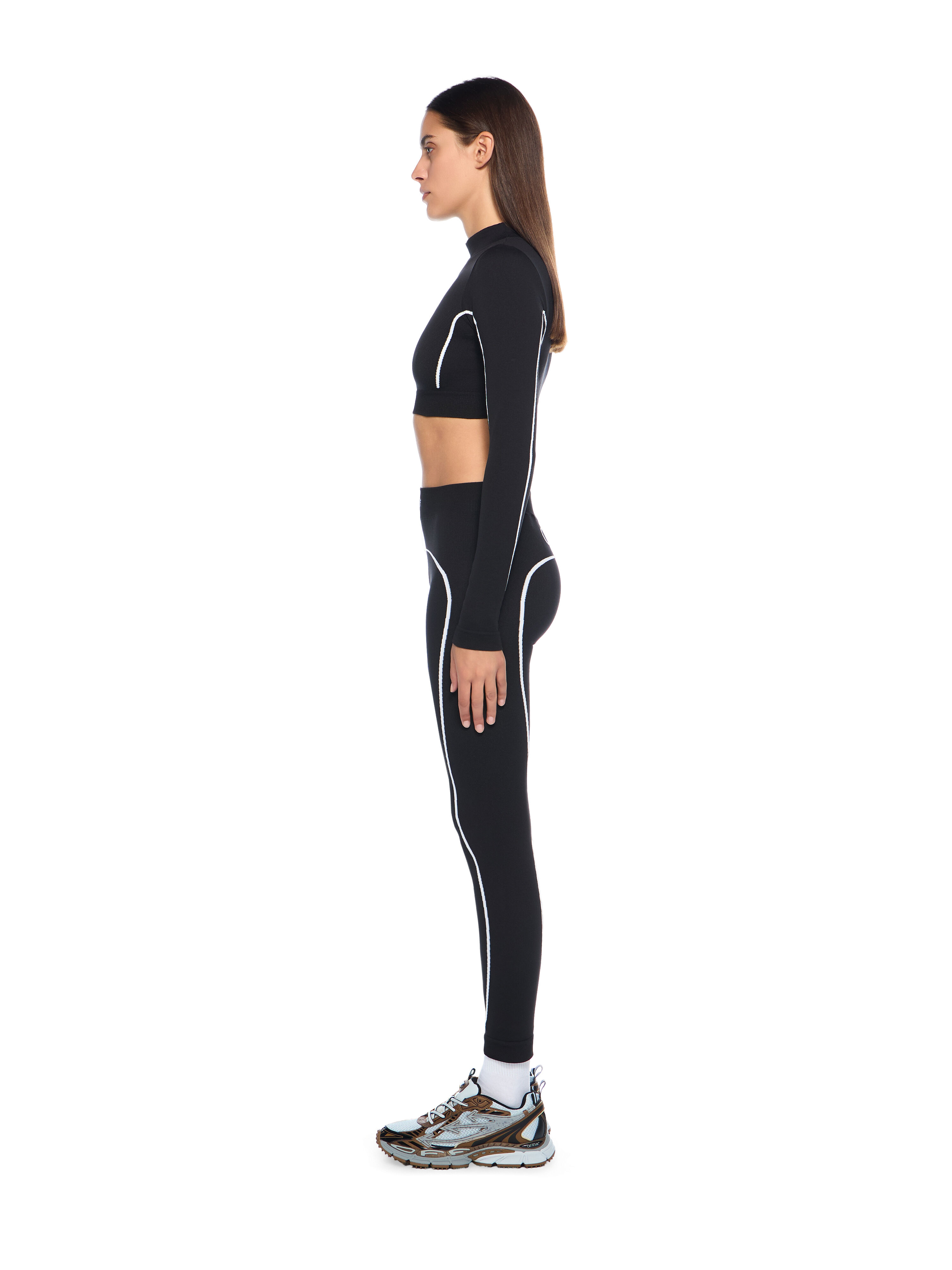 OFF WHITE Off Stamp Seamless Crop Top BLACK - WHITE OWVB04EC99KNI001