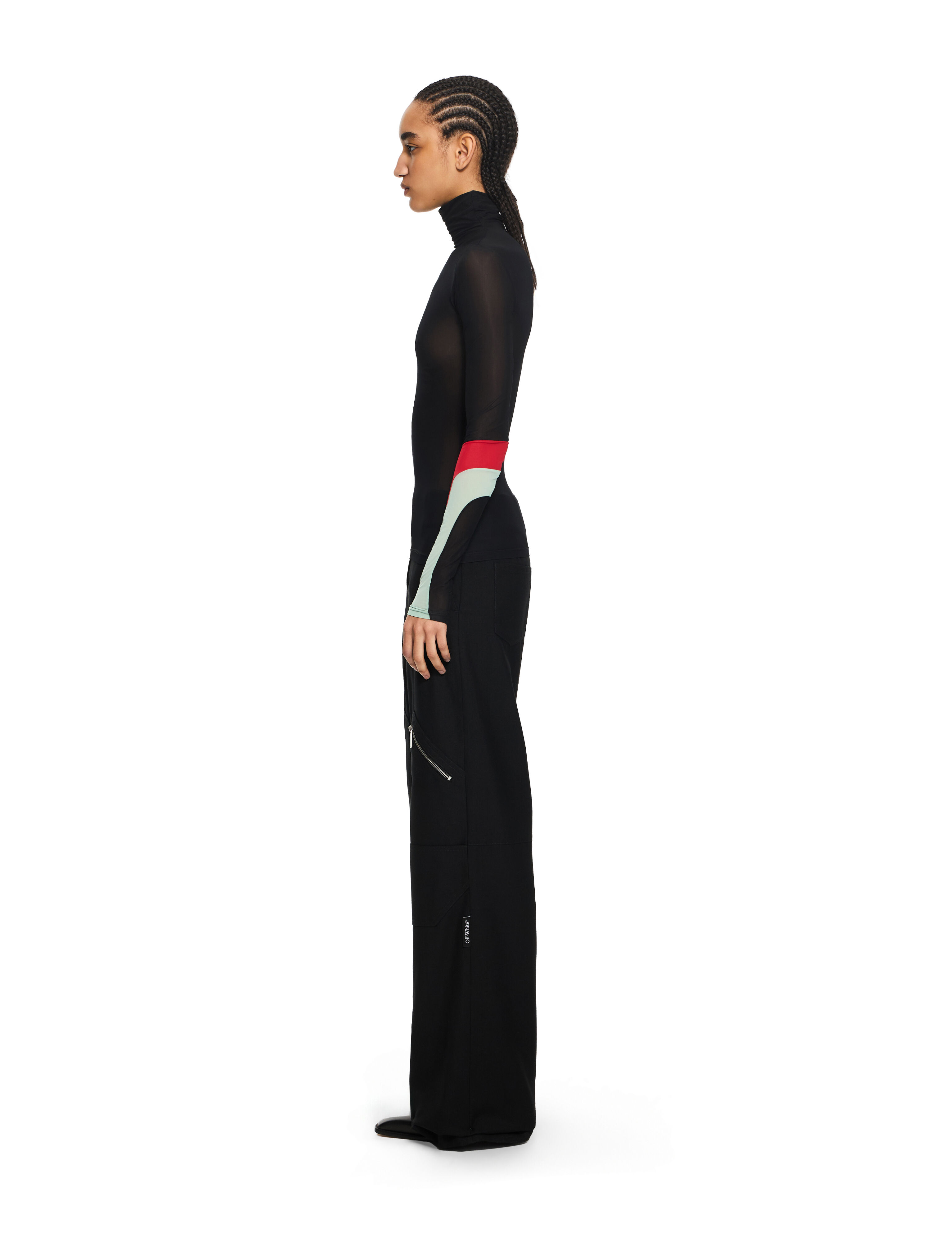 OFF WHITE Long-Sleeved Turtleneck with Color Insert Black-Black 2AD283S26JER001
