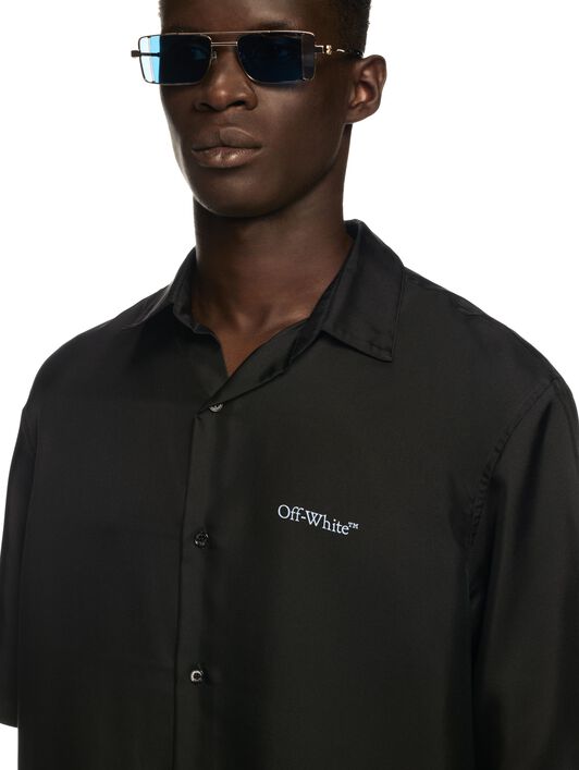 OFF WHITE Black Barber Arrow Silk Bowling Shirt BLACK OMGG013S25FAB009
