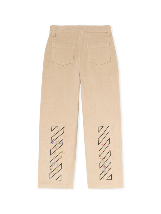 OFF WHITE Diagonal Splat Corduroy Logo Pants SAND - BLACK OBCA00AF25FAB001