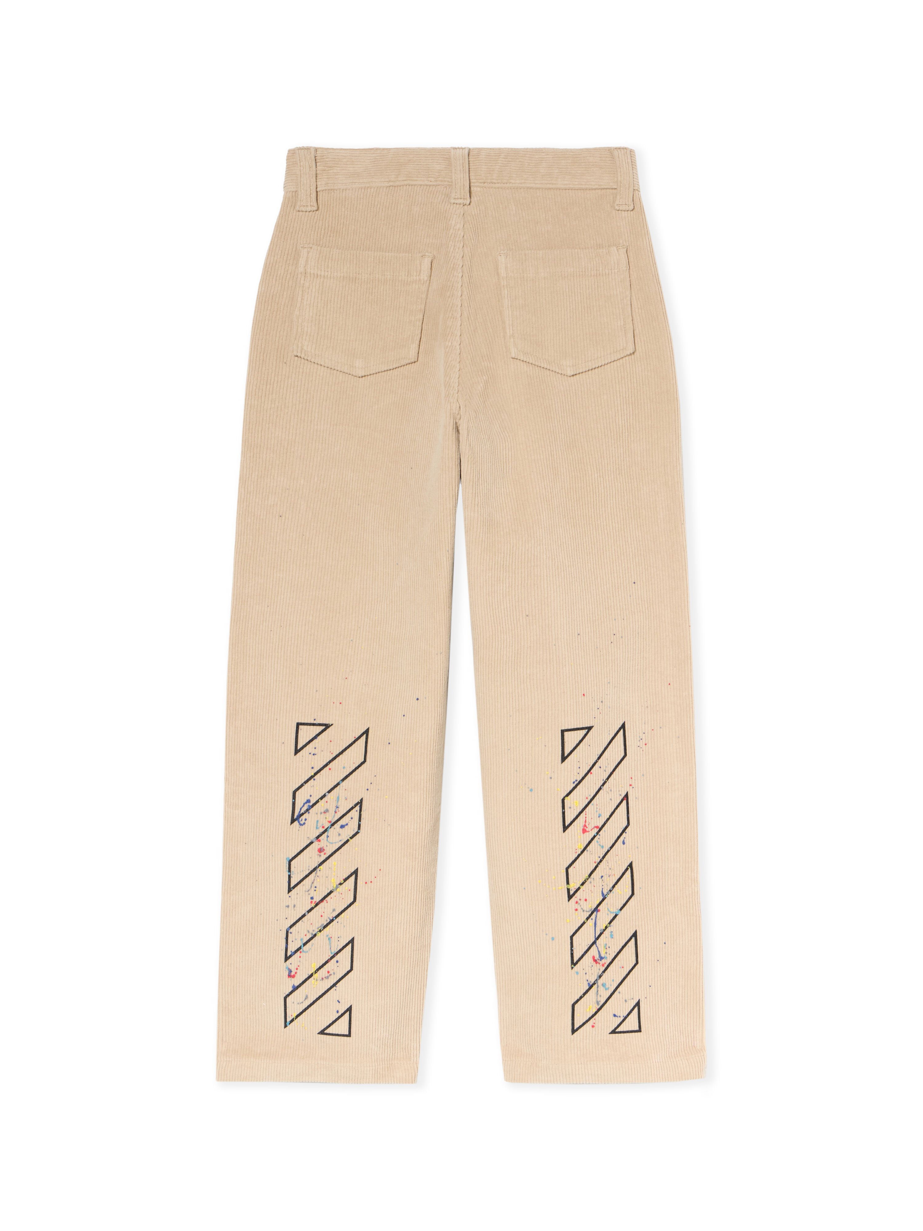 OFF WHITE Diagonal Splat Corduroy Logo Pants SAND - BLACK OBCA00AF25FAB001