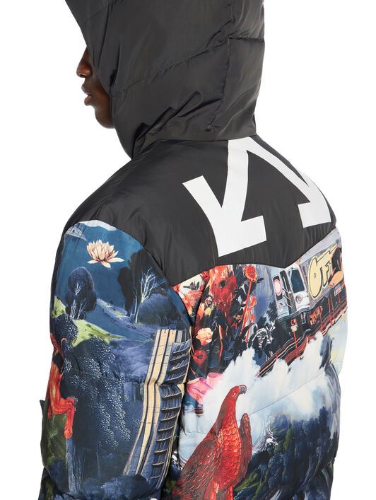 OFF WHITE World Paint Bicolor Down Jacket DUSTY BLUE - WHITE OMED064F25FAB003