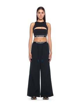 OFF WHITE Logoband Wide-Leg Pants BLACK - FUCHSIA OWVI017F25FAB001