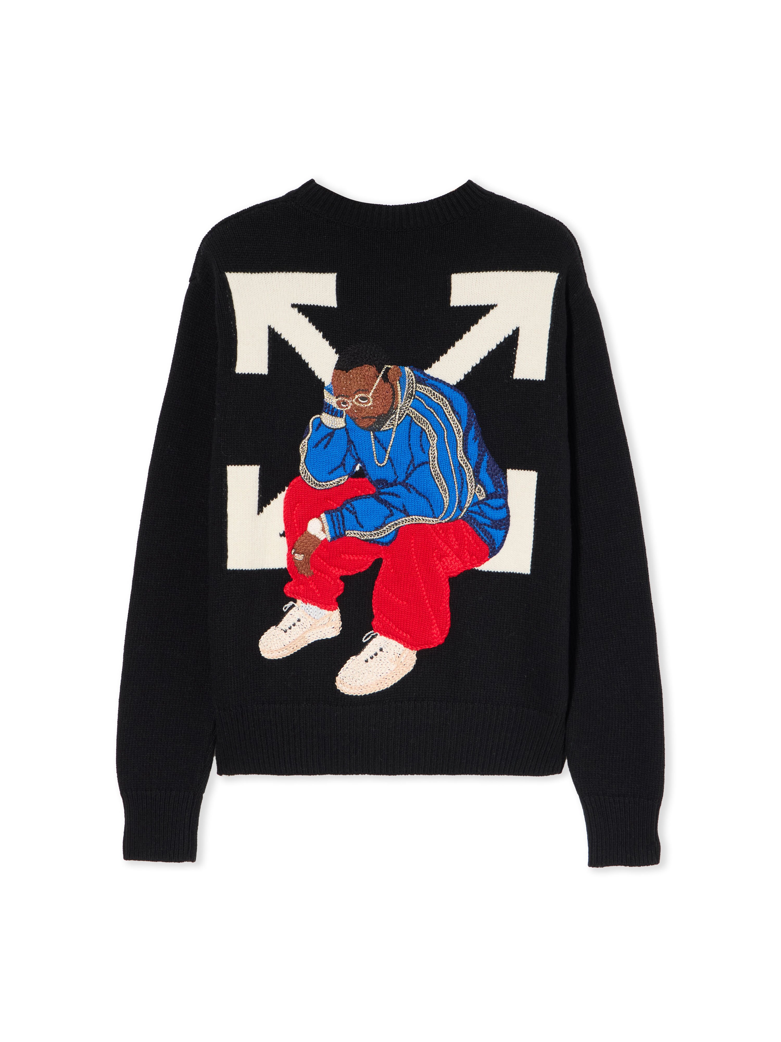 OFF WHITE Thinkman Arrow Knit Crewneck BLACK - WHITE OMHE20NF25KNI001