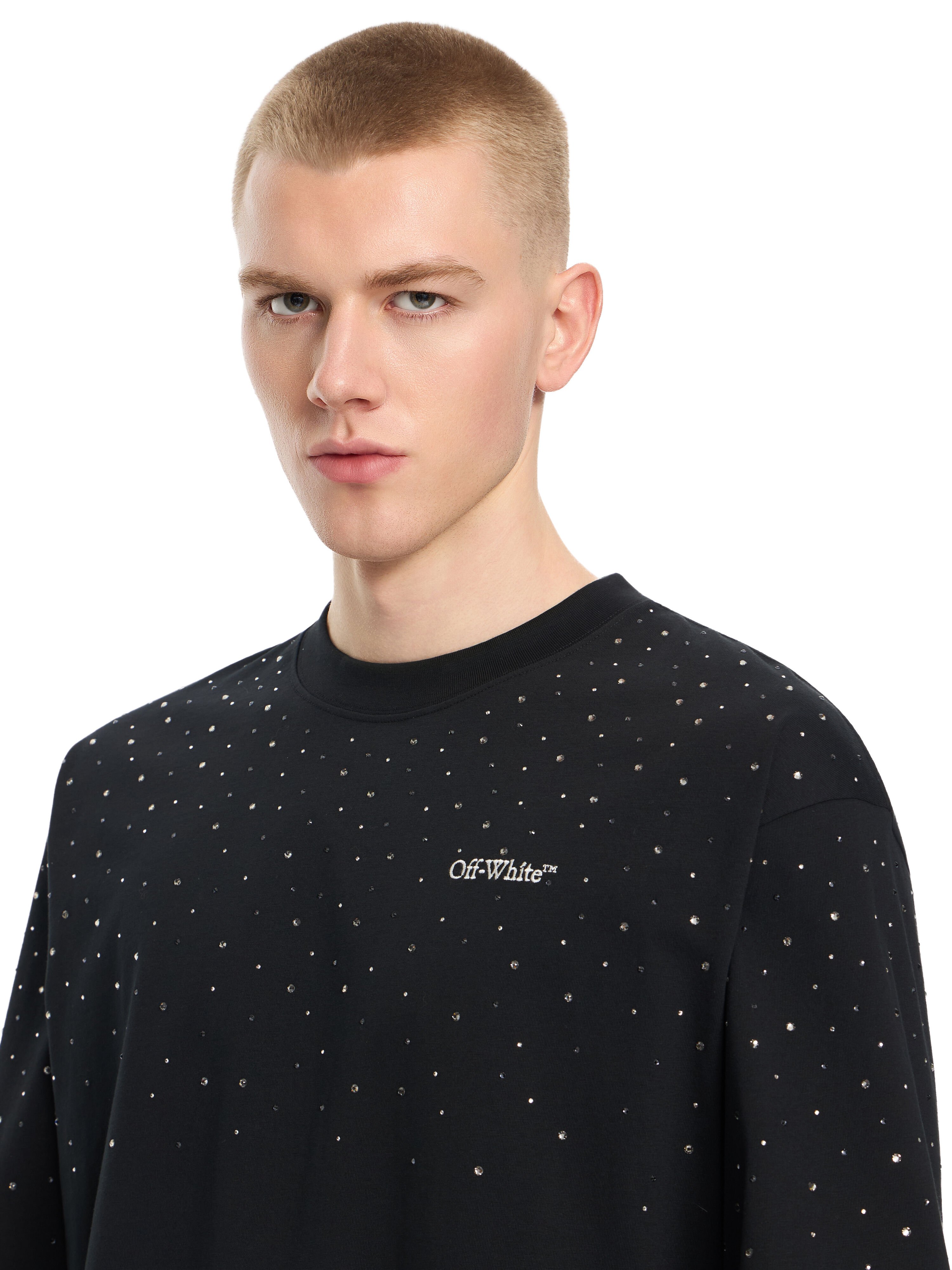 OFF WHITE OW X Swarovski Arrow Skate T-Shirt BLACK - WHITE 44MAA120S26J01E