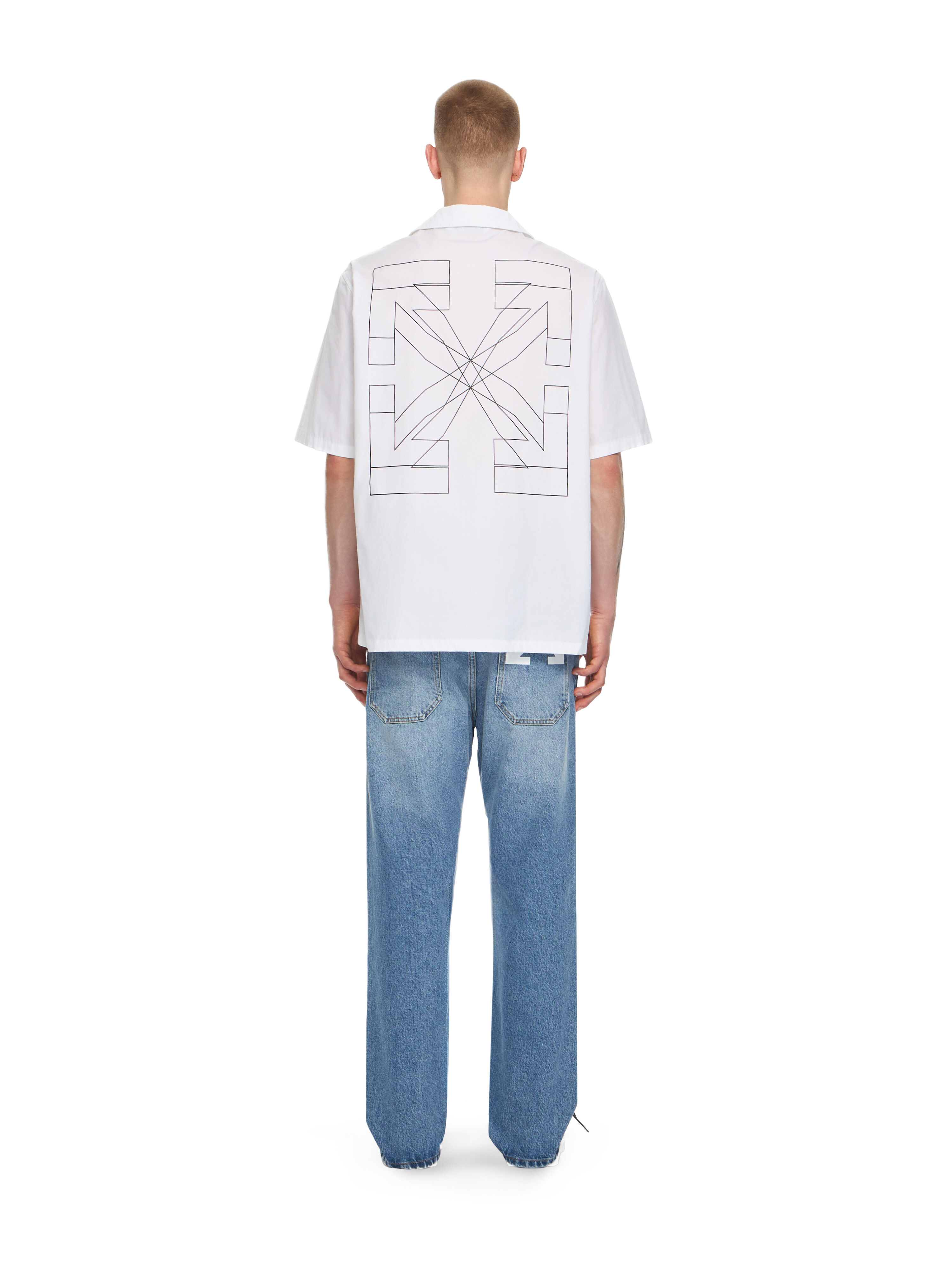 OFF WHITE Outline Double Arrow Bowling Shirt WHITE 44XGG01FS26F001