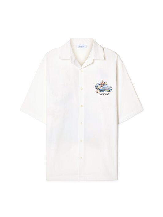 OFF WHITE White Fresco Arrow Bowling Shirt WHITE OMGG013S25FAB001