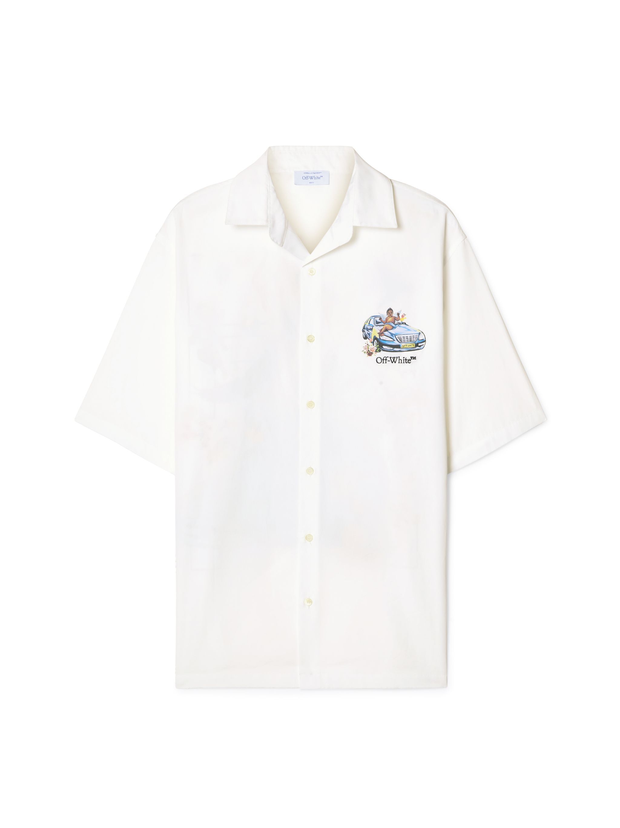 OFF WHITE White Fresco Arrow Bowling Shirt WHITE OMGG013S25FAB001