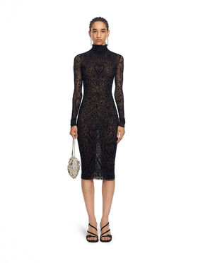 OFF WHITE Paisley Flock Mock-Neck Midi Dress Dark Sapphire Dark Sapphire 2FU00543T