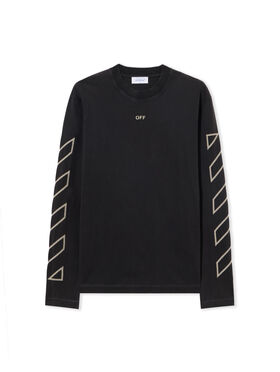 OFF WHITE Martyrdom Arrow Skate L/S T-Shirt VINTAGE BLACK - CREME BRULÉE OMAB086S25JER004