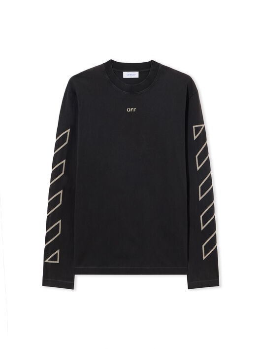 OFF WHITE Martyrdom Arrow Skate L/S T-Shirt VINTAGE BLACK - CREME BRULÉE OMAB086S25JER004