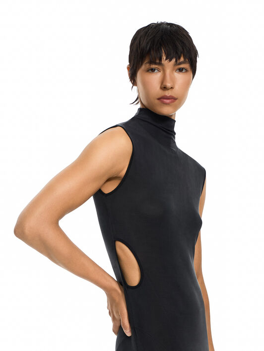 OFF WHITE Cupro Rib Meteor Asymmetric Dress Black-Black 2FU00351T