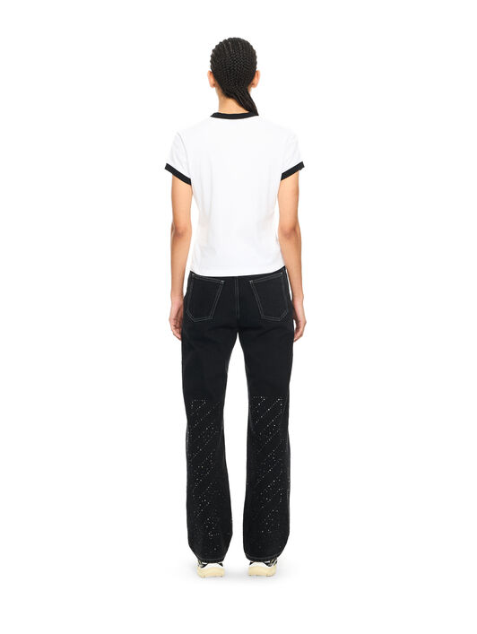 OFF WHITE OW X Swarovski Denim Susy Pants Black-White 2YA069S26DEN004