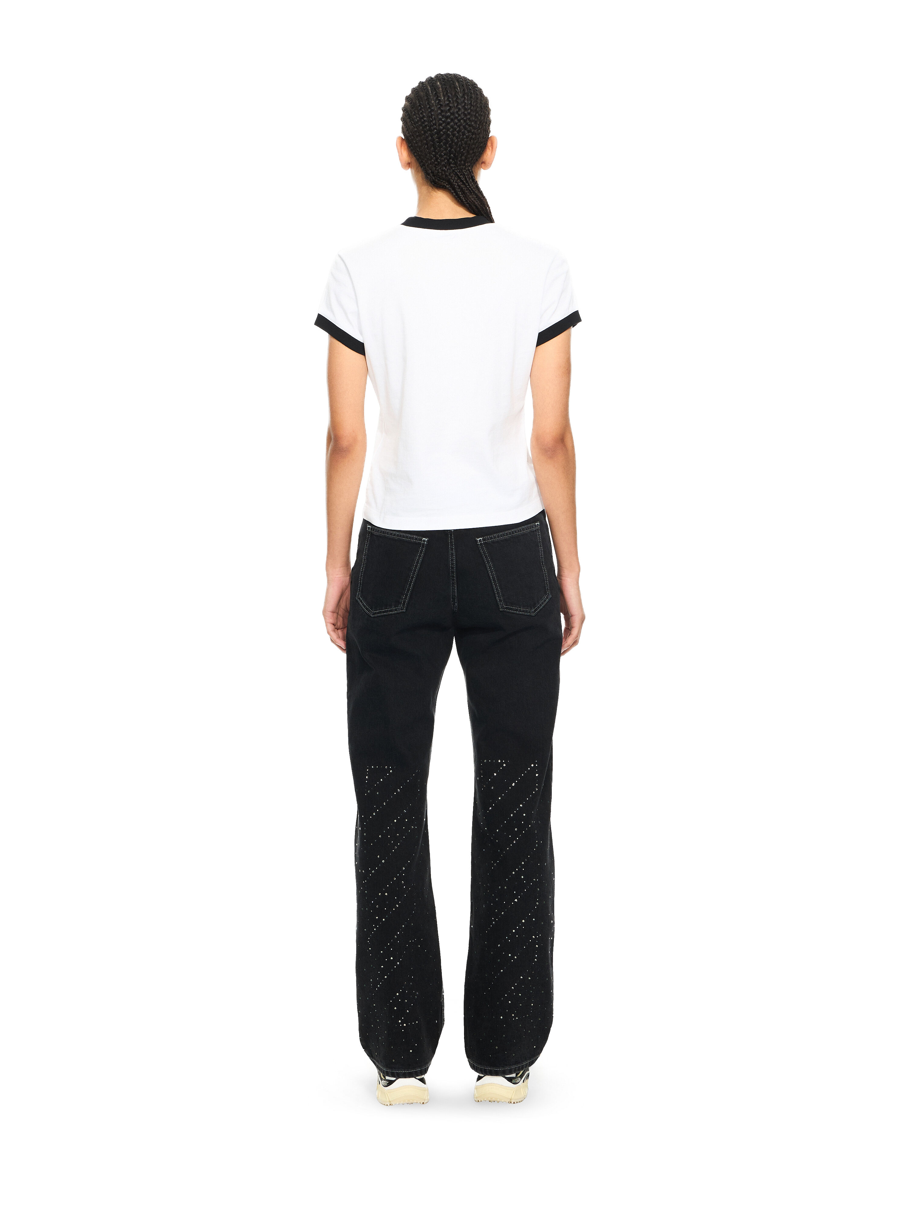 OFF WHITE OW X Swarovski Denim Susy Pants Black-White 2YA069S26DEN004