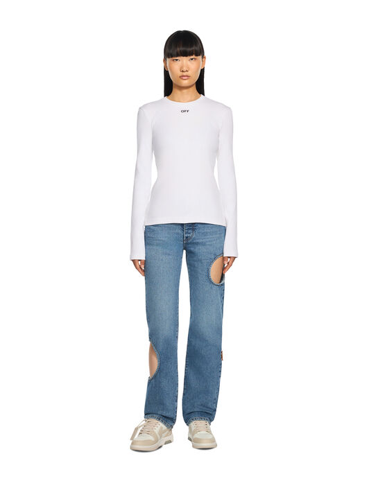 OFF WHITE Off Stamp Ribbed Long Sleeves T-Shirt White-Black 2FB00674T
