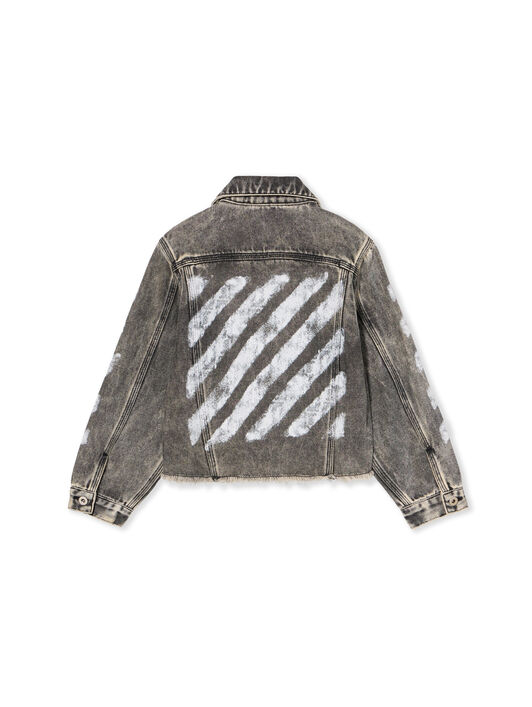 OFF WHITE Diagonal Sponge Denim Jacket GREY - WHITE OGYE002F25DEN001