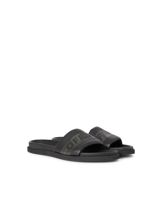 OFF WHITE Industrial Belt Slider Sandals BLACK - ANTHRACITE OMIC019S26LEA001