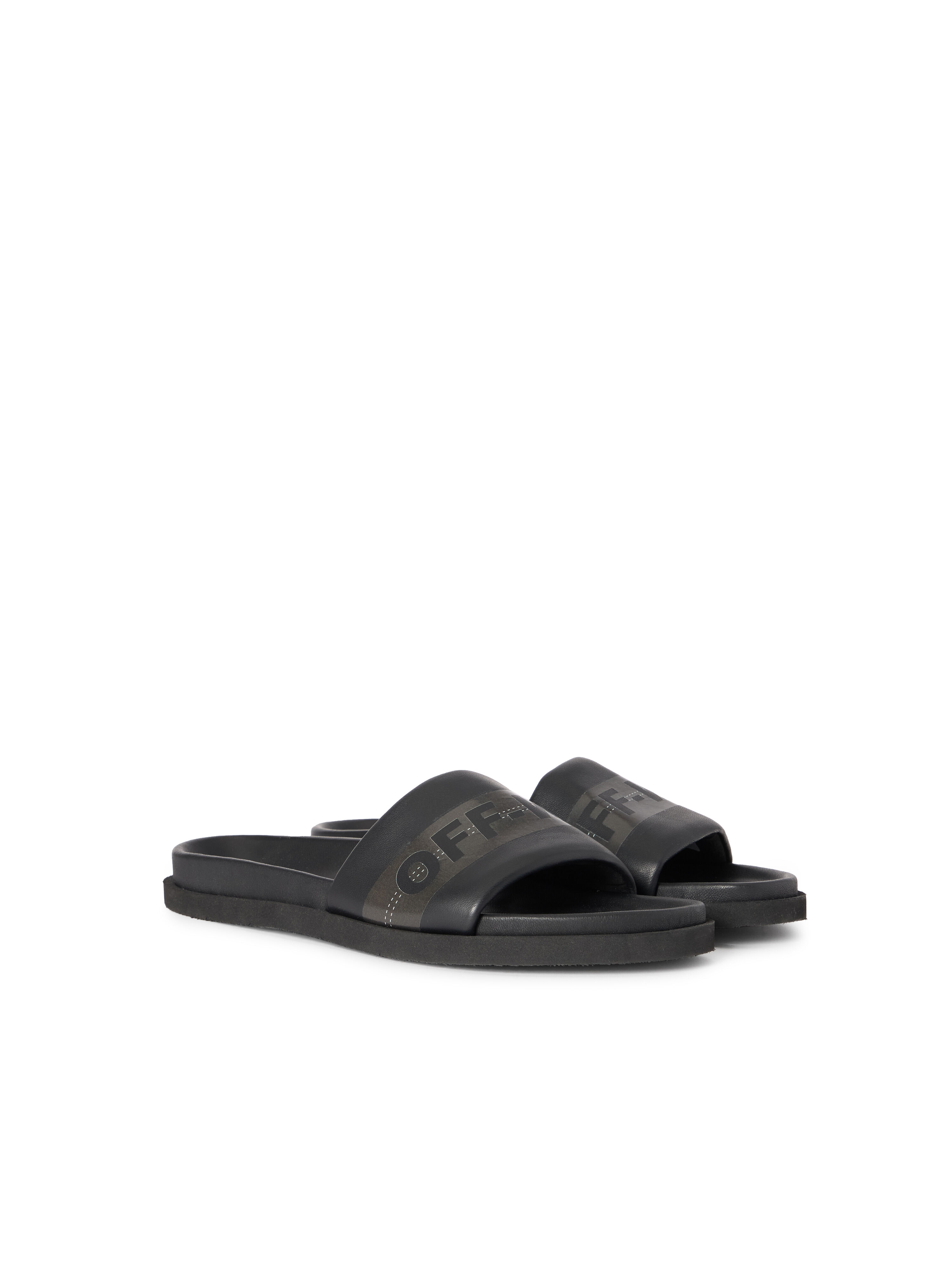 OFF WHITE Industrial Belt Slider Sandals BLACK - ANTHRACITE OMIC019S26LEA001