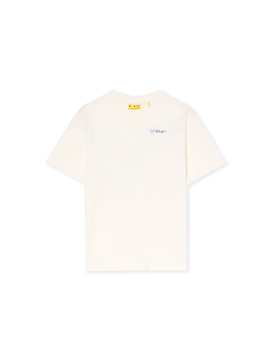 OFF WHITE Arrow Outline Flock Logo T-Shirt WHITE - BLUE OBAA002F25JER00D