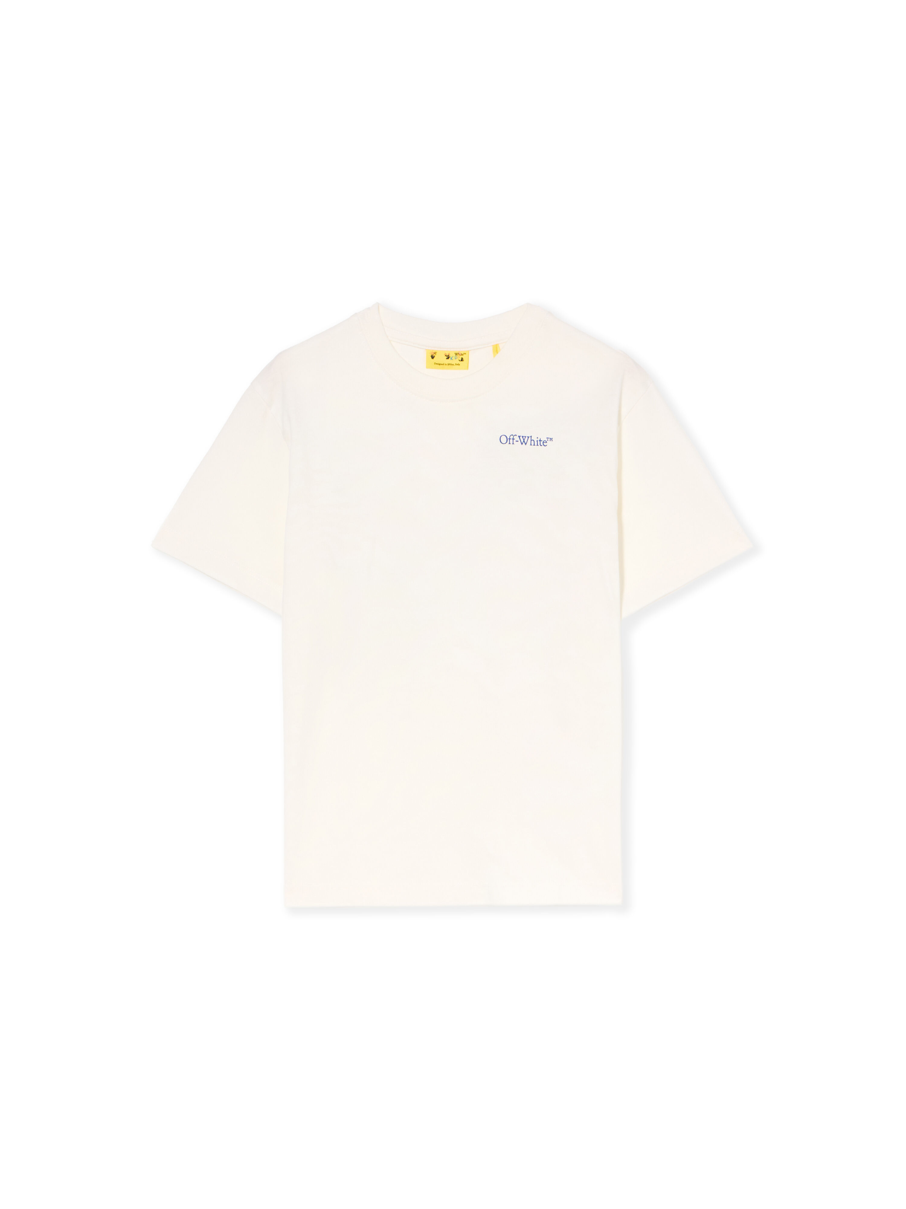 OFF WHITE Arrow Outline Flock Logo T-Shirt WHITE - BLUE OBAA002F25JER00D