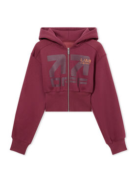 LAB L/AB Logo Cropped Boxy Jacket Burgundy LABF2639G00040T