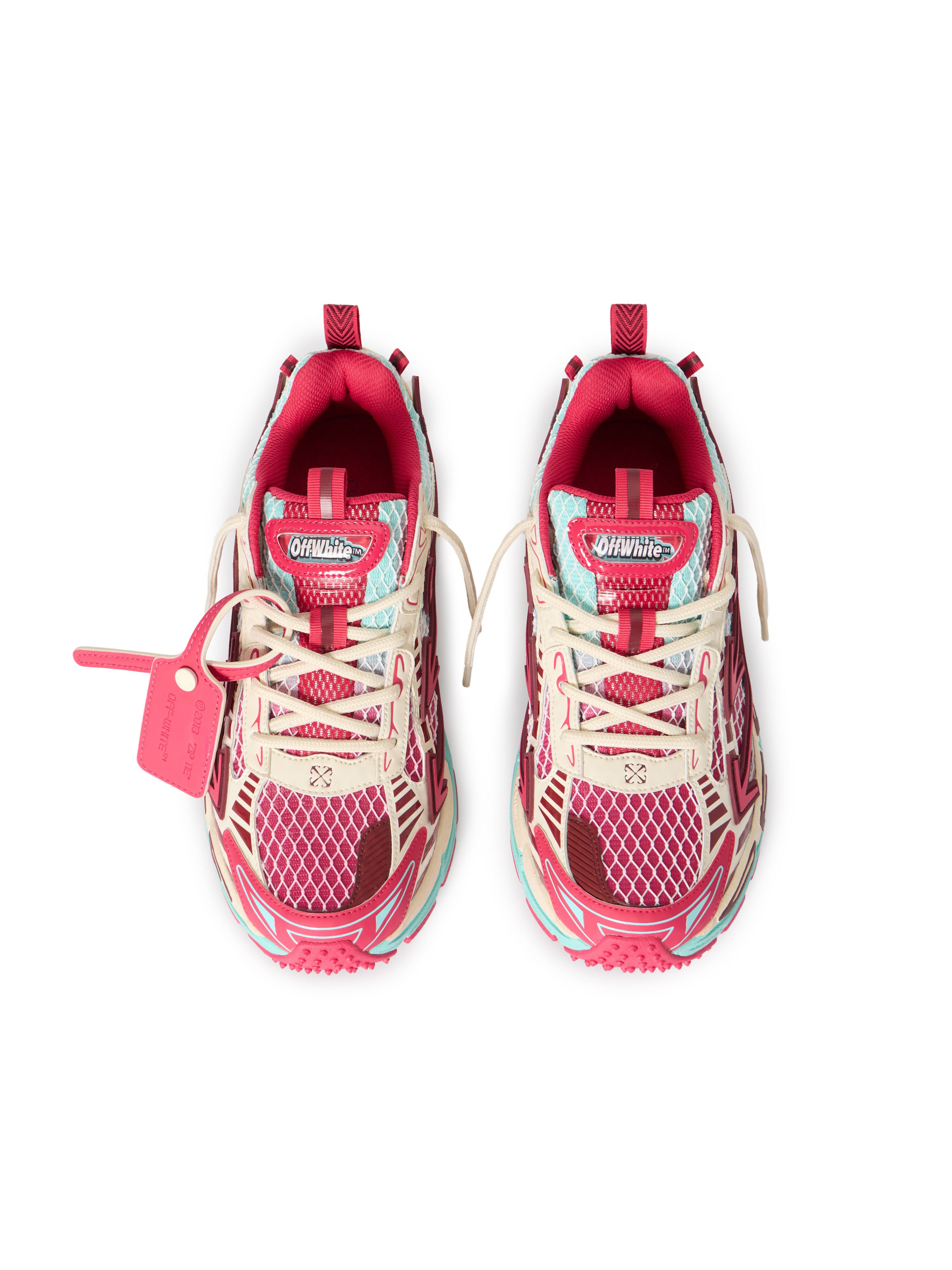 OFF WHITE Be Right Back Fishnet Sneakers ROSE RED - CELESTE OWIA289S26FAB004