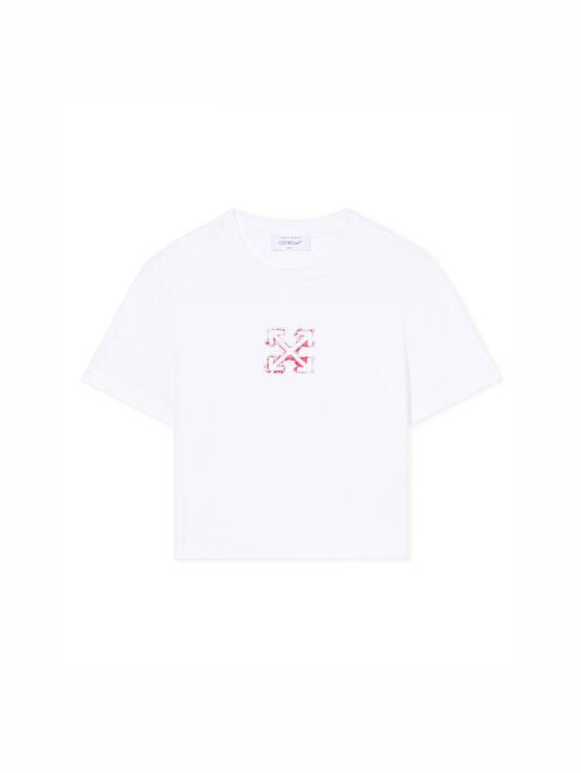 OFF WHITE Mini Water Arrow T-Shirt WHITE- RED DAHLIA OWAA133F25JER001
