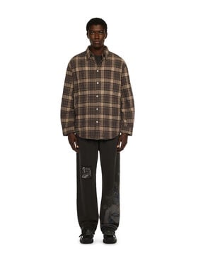 OFF WHITE Spray Arrow Check Flannel Overshirt DARK GREY - BLACK OMES01AF25FAB002