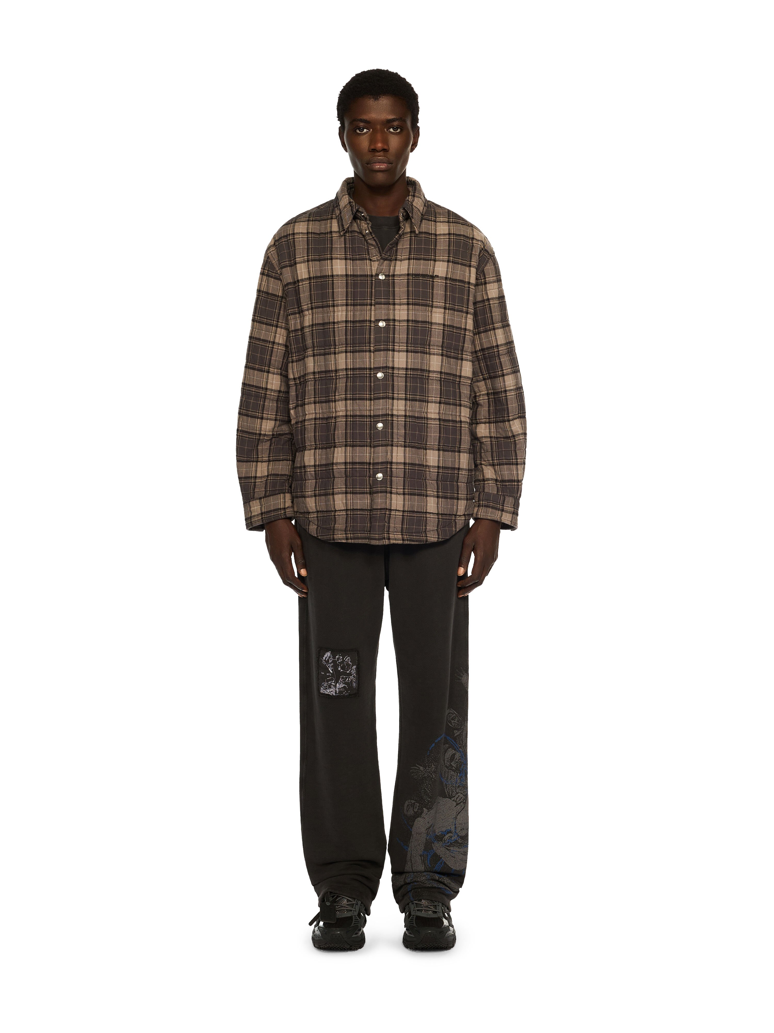 OFF WHITE Spray Arrow Check Flannel Overshirt DARK GREY - BLACK OMES01AF25FAB002