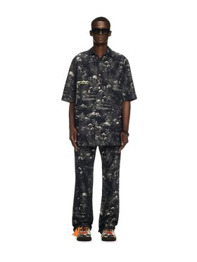 OFF WHITE Blue Jacquard Fresco Bowling Shirt GREY OMBB085S25FLE003