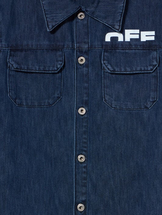 Type Logo Denim Shirt OFF WHITE Type Logo Denim Shirt INDIGO - WHITE OBYD003F25DEN001
