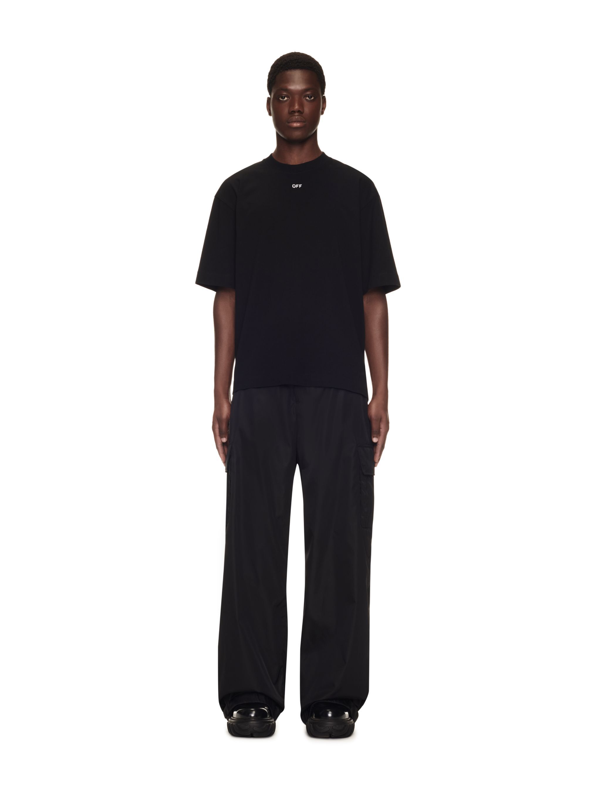 OFF WHITE OW EMB NYL CARGO PANT BLACK OMCF037F23FAB005