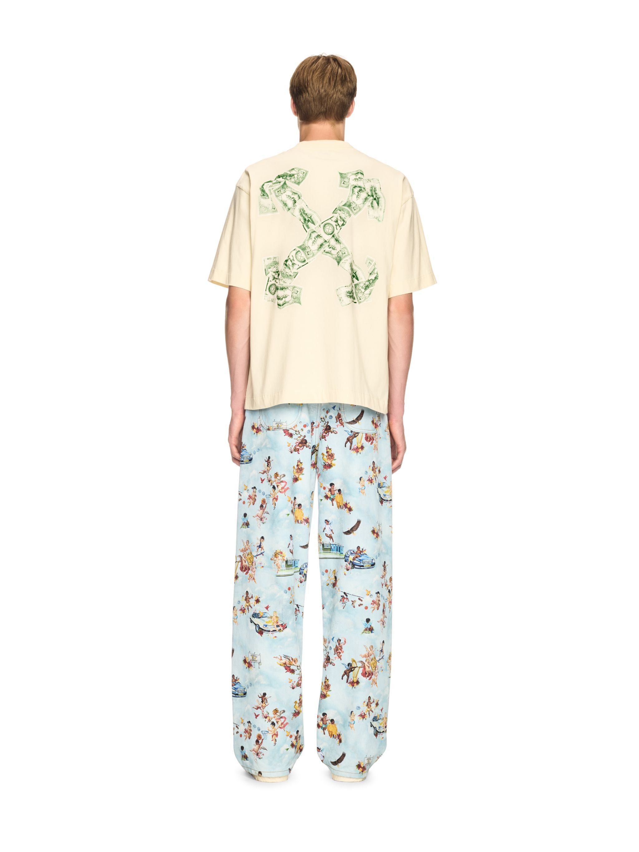 OFF WHITE Creme Geld-Pfeil T-Shirt NEUTRAL OMAA120S25JER00E