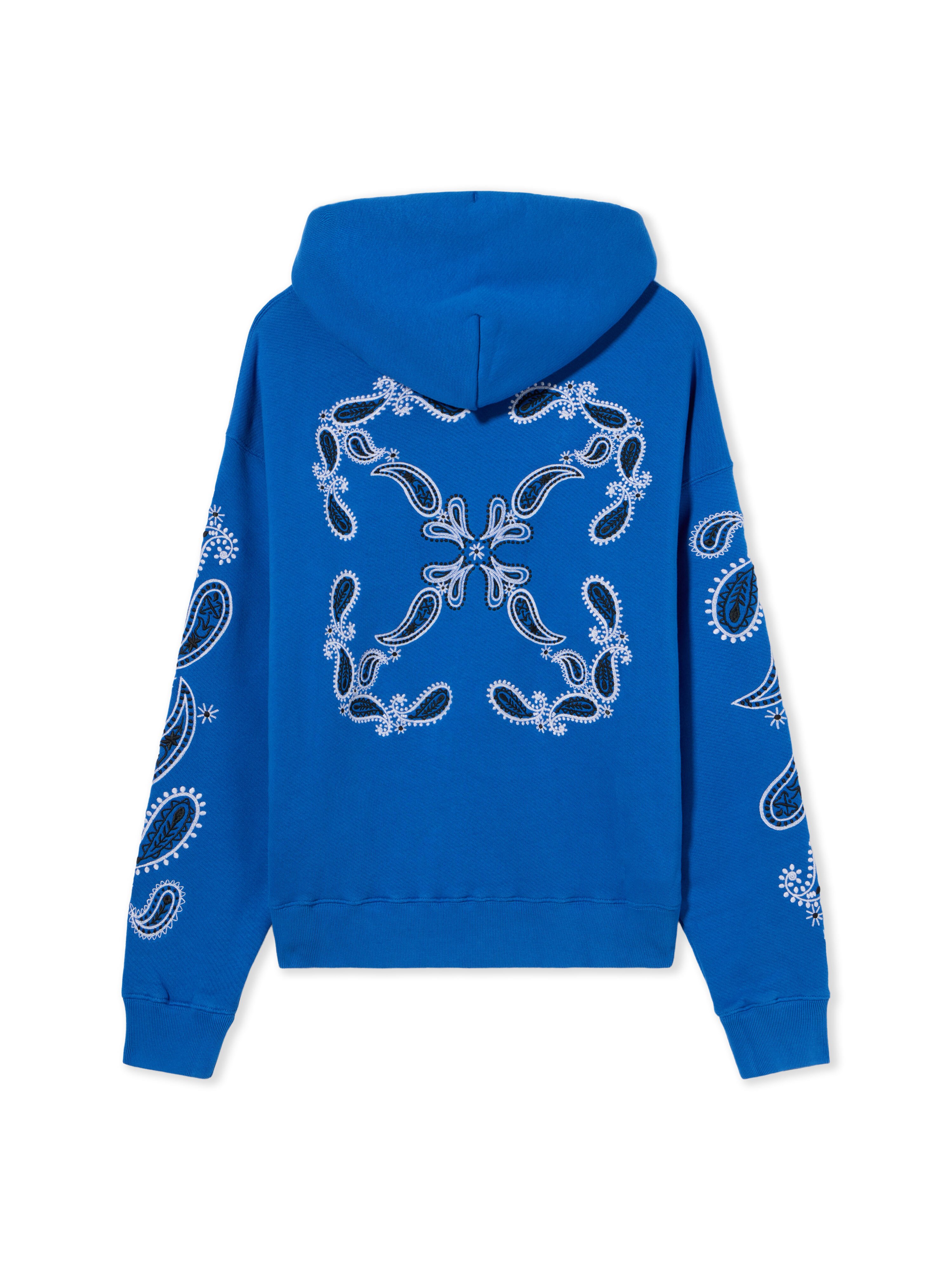 OFF WHITE Bandana Arrow Skate Hoodie NAUTICAL BLUE  WHITE OMBB085S24FLE003