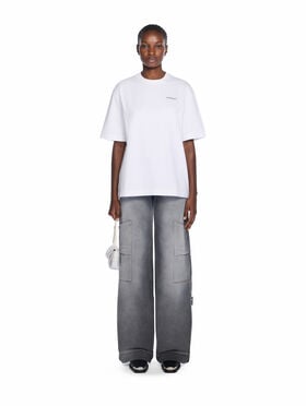 OFF WHITE Half Arrow Skate Logo Tee WHITE - BLACK OWAA13FF25JER004