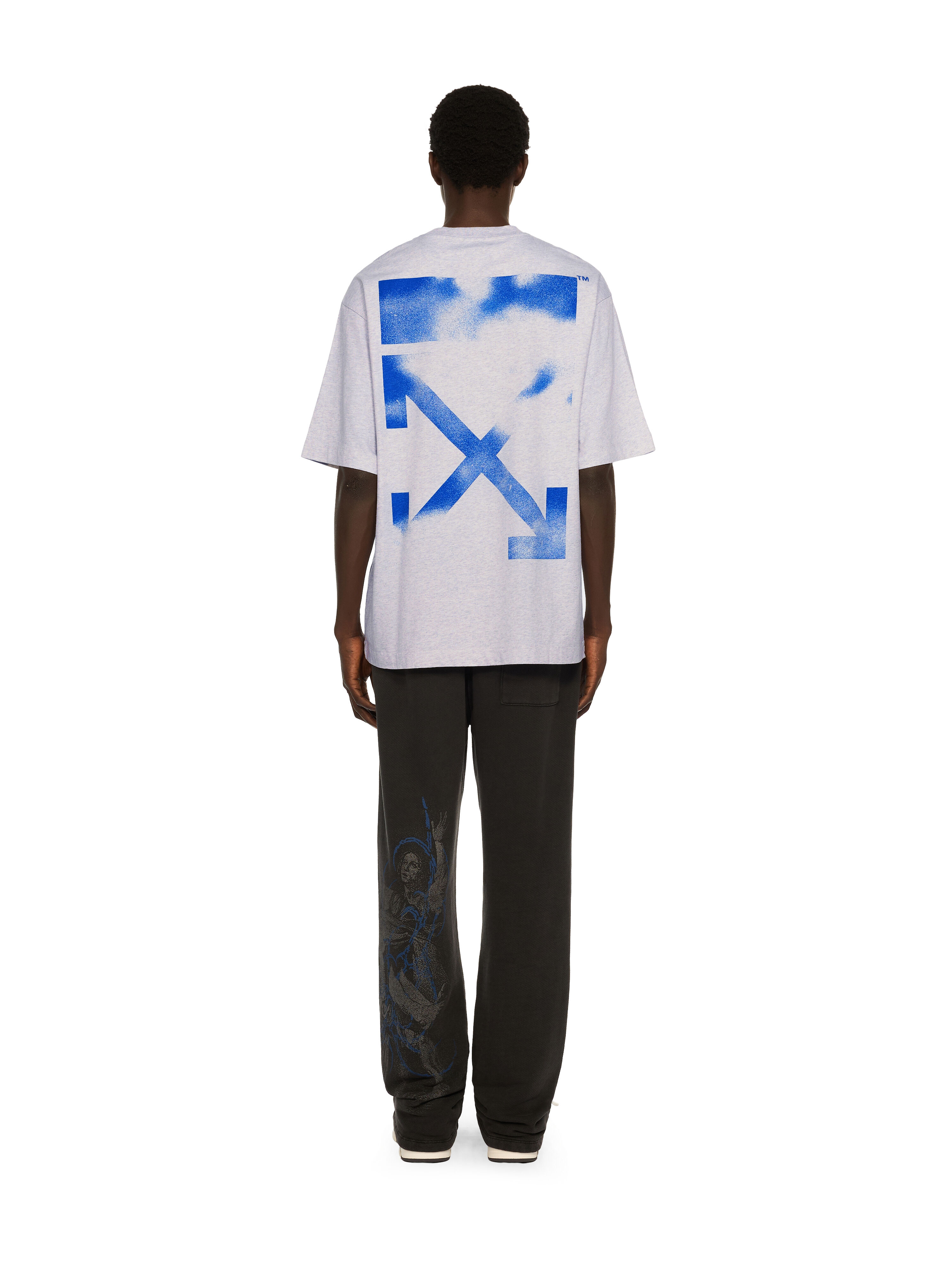 Stencil Arrow Skate Logo T-Shirt in GREY MELANGE - NAUTICAL BLUE