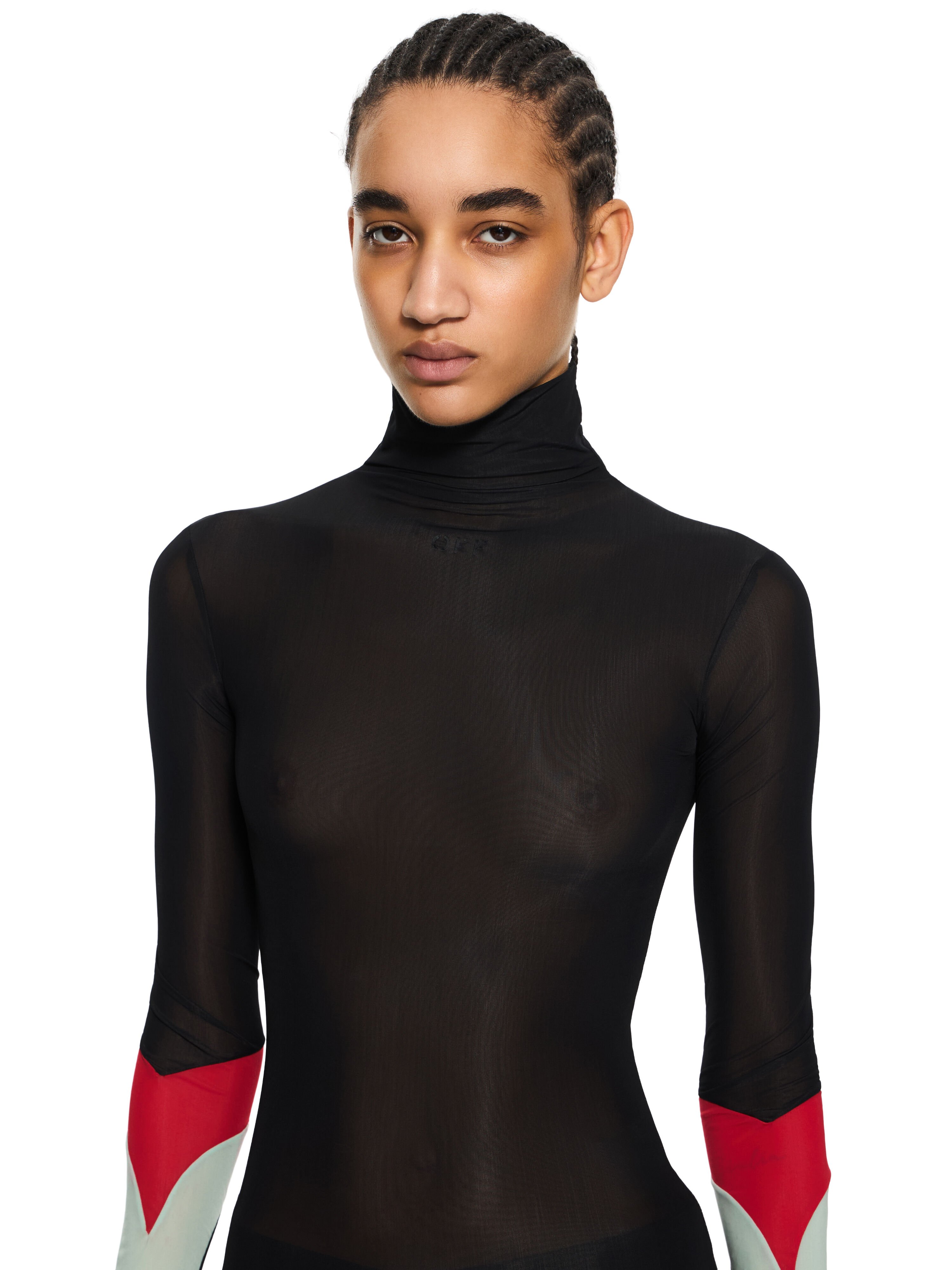 OFF WHITE Long-Sleeved Turtleneck with Color Insert Black-Black 2AD283S26JER001