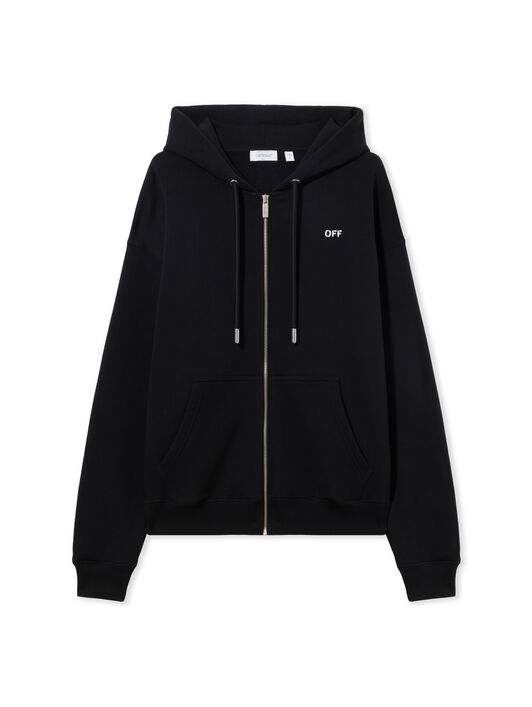 OFF WHITE Graphic Full Zip Hoodie BLACK 44OWOS26K053