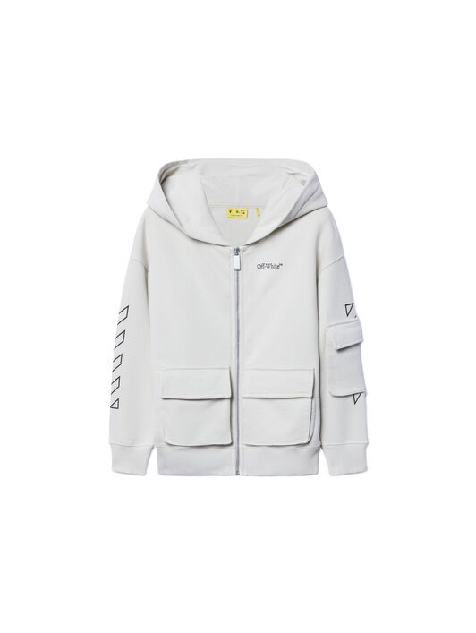 OFF WHITE Diagonal Bookish Hoodie Mit Reißverschluss GRAU OBBE005S25FLE001